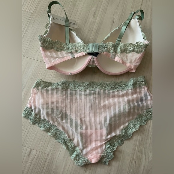 ELLE MACPHERSON INTIMATES NWT Pink & Green Bra  34DD & Panty Set 💕 - Picture 4 of 11